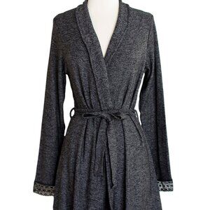 Charcoal Gray Soft Brushed Interior Lace Trimmed Women’s Robe, NWT